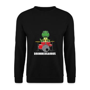 Drummersaurus Drums Drummer Gift Musician - Unisex Sweatshirt - black - Front - Alina (178cm) & Michal (187cm)