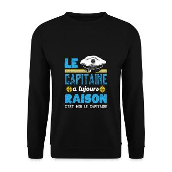 Navire C'est Moir Le Capitaine Voile Cadeau Marin - Sweat-shirt Unisexe - noir - Devant - Alina (178cm) & Michal (187cm)