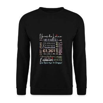 Anniversaire Mariage Cadeau Mariage Cuivre 7 Ans - Sweat-shirt Unisexe - noir - Devant - Alina (178cm) & Michal (187cm)