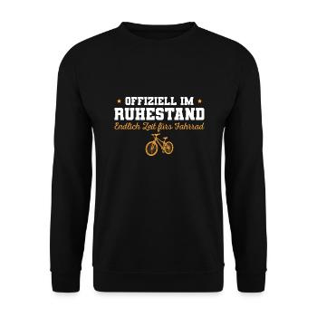 Ruhestand Radfahrer in Rente Fahrrad Rentner - Unisex Pullover - Schwarz - Vorne - Alina (178cm) & Michal (187cm)