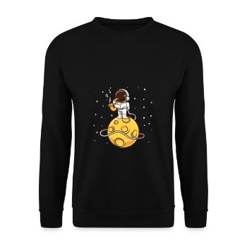 Saxophon Musik Astronaut Space Saxophonist Musiker - Unisex Pullover - Schwarz - Vorne - Alina (178cm) & Michal (187cm)
