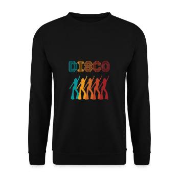 Disco Queens Retro 80er 70er 90er Jahre Vintage - Unisex Pullover - Schwarz - Vorne - Alina (178cm) & Michal (187cm)