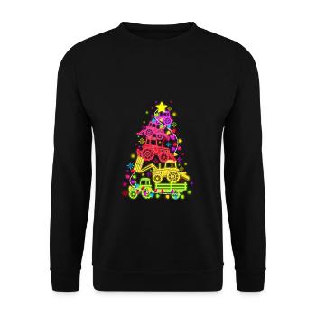 Tractor Tree Farmer Vintage Christmas Tree Xmas T - Unisex Pullover - Schwarz - Vorne - Alina (178cm) & Michal (187cm)