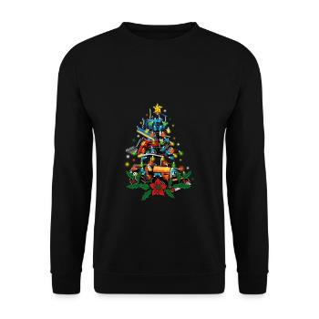 Tractor Tree Farmer Vintage Christmas Tree Xmas Sa - Unisex Pullover - Schwarz - Vorne - Alina (178cm) & Michal (187cm)