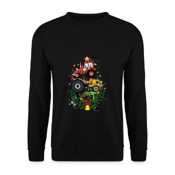 Tractor Tree Farmer Vintage Christmas Tree Xmas Re - Unisex Pullover - Schwarz - Vorne - Alina (178cm) & Michal (187cm)
