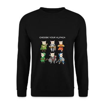 Board Game Choose Alpaca Llama Tabletop Gift - Unisex Sweatshirt - black - Front - Alina (178cm) & Michal (187cm)