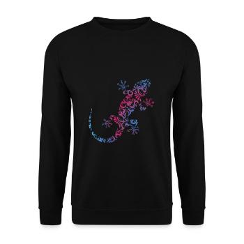 Lizards Reptiles Maori Pattern Chameleon Gecko - Unisex Sweatshirt - black - Front - Alina (178cm) & Michal (187cm)