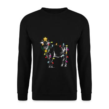 Cow Tree Farmer Vintage Christmas Tree Xmas Cow Fa - Unisex Pullover - Schwarz - Vorne - Alina (178cm) & Michal (187cm)