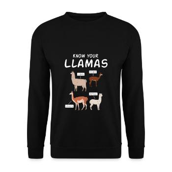 Alpaca & Llama Species Peru South America Souvenir - Unisex Sweatshirt - black - Front - Alina (178cm) & Michal (187cm)