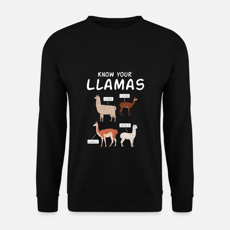 Alpaka & Lama Arten Peru Südamerika Souvenir - Unisex Pullover - Schwarz