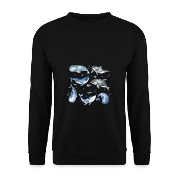 Baleine Aquarelle Mer Océan Cadeau Baleines - Sweat-shirt Unisexe - noir - Devant - Alina (178cm) & Michal (187cm)