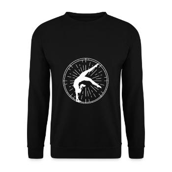 Turnen Rhönrad Turntrainer Gymnsatik Geschenk Bode - Unisex Pullover - Schwarz - Vorne - Alina (178cm) & Michal (187cm)