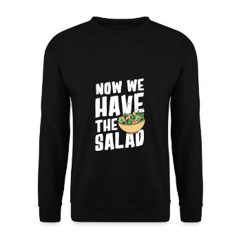 Now We Have The Salad Deutscher Witz Wortwitz - Unisex Pullover - Schwarz - Vorne - Alina (178cm) & Michal (187cm)