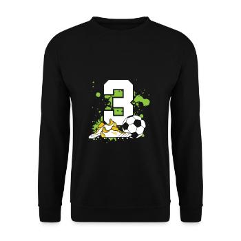 Soccer Birthday 3 years old Young children 3. - Unisex Sweatshirt - black - Front - Alina (178cm) & Michal (187cm)