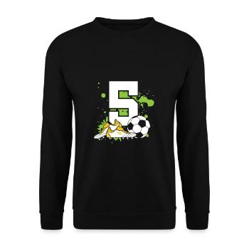 Football Birthday 5 Years Old Young Children - Unisex Sweatshirt - black - Front - Alina (178cm) & Michal (187cm)
