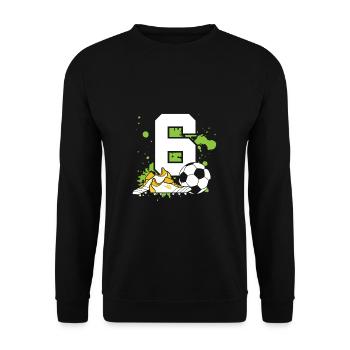 Football Birthday 6 Years Old Young Children - Unisex Sweatshirt - black - Front - Alina (178cm) & Michal (187cm)