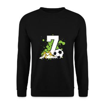 Football Birthday 7 Years Old Young Children - Unisex Sweatshirt - black - Front - Alina (178cm) & Michal (187cm)