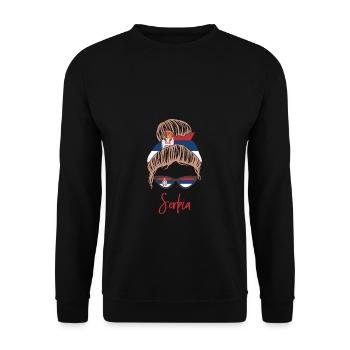 Serbian Woman Serbia Gift Srbija Flag - Unisex Sweatshirt - black - Front - Alina (178cm) & Michal (187cm)