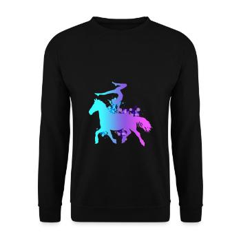Voltigieren Reiten Pferd Spruch Reiterin Reiterhof - Unisex Pullover - Schwarz - Vorne - Alina (178cm) & Michal (187cm)