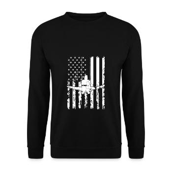 Turnen Gymnsatik US Flagge Turntrainer Geschenk T - Unisex Pullover - Schwarz - Vorne - Alina (178cm) & Michal (187cm)