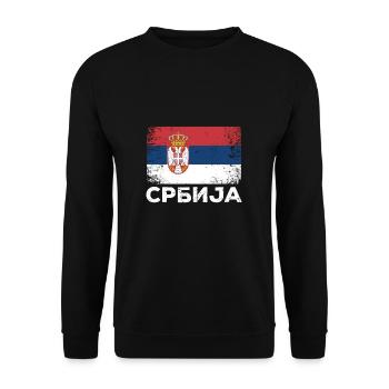 Serbie Cadeau Srbija Drapeau serbe Serbie - Sweat-shirt Unisexe - noir - Devant - Alina (178cm) & Michal (187cm)