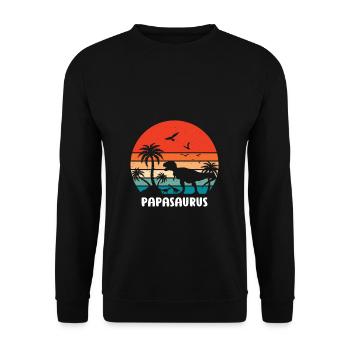 Papasaurus Papa Gift Dinosaur Father Dino - Unisex Sweatshirt - black - Front - Alina (178cm) & Michal (187cm)