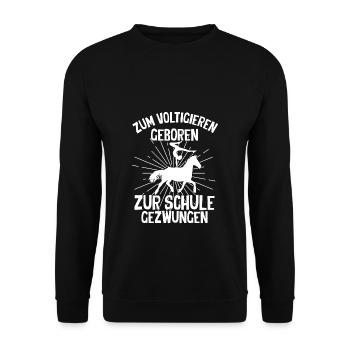 Voltigieren Reiten Pferd Spruch Reiter Reitverein - Unisex Pullover - Schwarz - Vorne - Alina (178cm) & Michal (187cm)