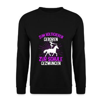 Voltigieren Reiten Pferd Spruch Reiterin Reiterhof - Unisex Pullover - Schwarz - Vorne - Alina (178cm) & Michal (187cm)