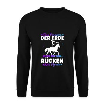 Reiten Pferd Spruch Reiter Reiterhof Reitverein Re - Unisex Pullover - Schwarz - Vorne - Alina (178cm) & Michal (187cm)