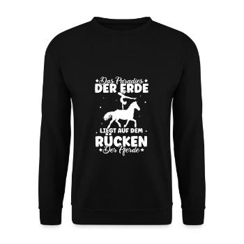 Reiten Pferd Spruch Reiterin Reiterhof Reitverein - Unisex Pullover - Schwarz - Vorne - Alina (178cm) & Michal (187cm)