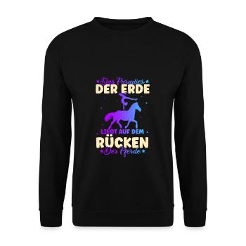 Reiten Pferd Spruch Reiterin Reiterhof Reitverein - Unisex Pullover - Schwarz - Vorne - Alina (178cm) & Michal (187cm)