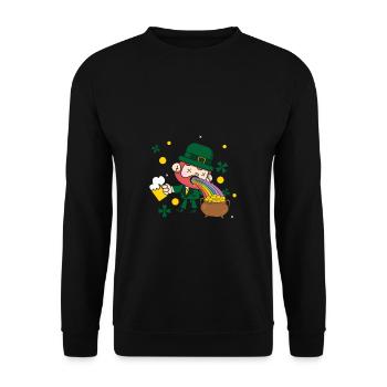 Ireland leprechaun puking rainbow Saint Patrick's Day - Unisex Sweatshirt - black - Front - Alina (178cm) & Michal (187cm)