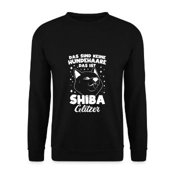 Das Sind Keine Hunde Haare Das Ist Shiba Glitzer G - Unisex Pullover - Schwarz - Vorne - Alina (178cm) & Michal (187cm)