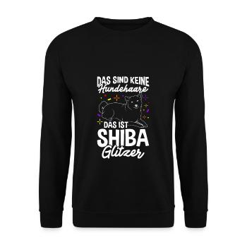 Das Sind Keine Hunde Haare Das Ist Shiba Glitzer G - Unisex Pullover - Schwarz - Vorne - Alina (178cm) & Michal (187cm)