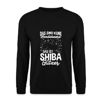 Das Sind Keine Hunde Haare Das Ist Shiba Glitzer H - Unisex Pullover - Schwarz - Vorne - Alina (178cm) & Michal (187cm)