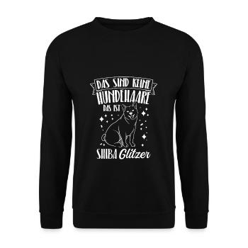 Das Sind Keine Hunde Haare Das Ist Shiba Glitzer G - Unisex Pullover - Schwarz - Vorne - Alina (178cm) & Michal (187cm)