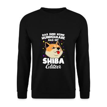 Das Sind Keine Hunde Haare Das Ist Shiba Glitzer H - Unisex Pullover - Schwarz - Vorne - Alina (178cm) & Michal (187cm)