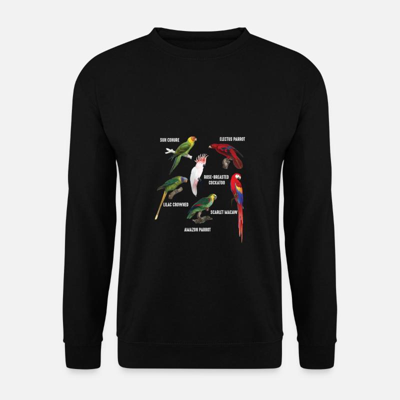 Papagei Arten Vogel Geschenk Kakadu Sittich - Unisex Pullover - Schwarz