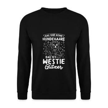 Das Sind Keine Hunde Haare Das Ist Westie Glitzer - Unisex Pullover - Schwarz - Vorne - Alina (178cm) & Michal (187cm)