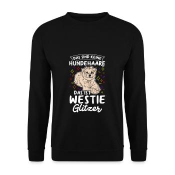 Das Sind Keine Hunde Haare Das Ist Westie Glitzer - Unisex Pullover - Schwarz - Vorne - Alina (178cm) & Michal (187cm)
