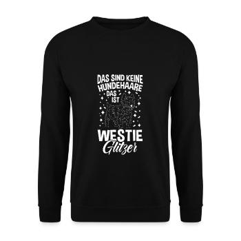 Das Sind Keine Hunde Haare Das Ist Westie Glitzer - Unisex Pullover - Schwarz - Vorne - Alina (178cm) & Michal (187cm)