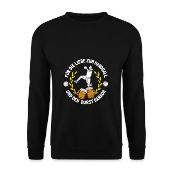 Stolzer Handball Papa Bier lustiges Geschenk Vater - Unisex Pullover - Schwarz - Vorne - Alina (178cm) & Michal (187cm)