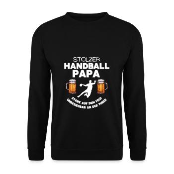 Stolzer Handball Papa Bier lustiges Geschenk Vater - Unisex Pullover - Schwarz - Vorne - Alina (178cm) & Michal (187cm)