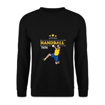 Stolzer Handball Papa Bier lustiges Geschenk Vater - Unisex Pullover - Schwarz - Vorne - Alina (178cm) & Michal (187cm)
