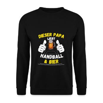 Stolzer Handball Papa Bier lustiges Geschenk Vater - Unisex Pullover - Schwarz - Vorne - Alina (178cm) & Michal (187cm)