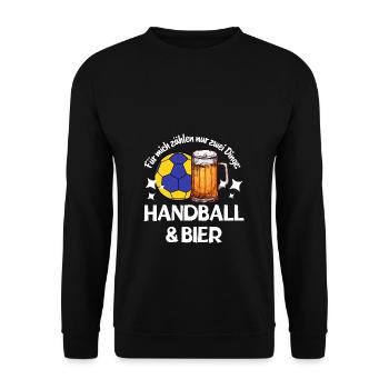 Stolzer Handball Papa Bier lustiges Geschenk Vater - Unisex Pullover - Schwarz - Vorne - Alina (178cm) & Michal (187cm)