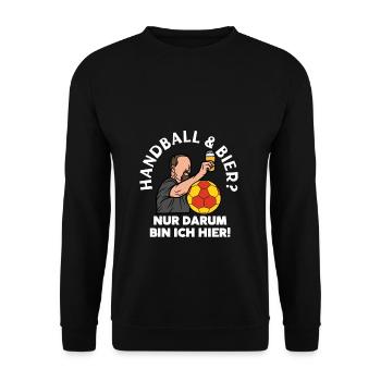 Stolzer Handball Papa Bier lustiges Geschenk Vater - Unisex Pullover - Schwarz - Vorne - Alina (178cm) & Michal (187cm)