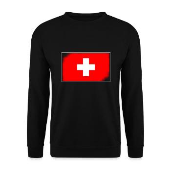 Drapeau de la Suisse Vintage Croix en détresse Look Suisse - Sweat-shirt Unisexe - noir - Devant - Alina (178cm) & Michal (187cm)