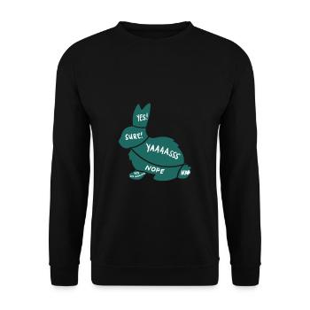Hase Streichel-Zonen Haustier Häschen Geschenk - Unisex Pullover - Schwarz - Vorne - Alina (178cm) & Michal (187cm)