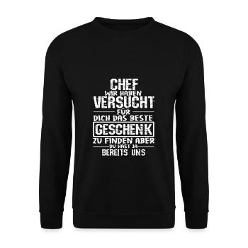 Bester Chef Der Welt Arbeitgeber Arbeit Geschenk B - Unisex Pullover - Schwarz - Vorne - Alina (178cm) & Michal (187cm)